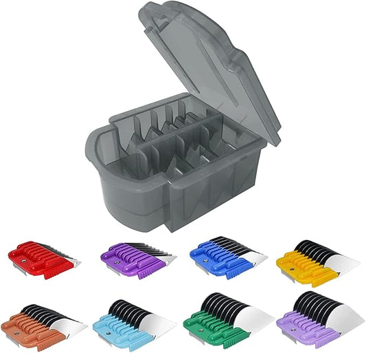 Animal Stainless Steel Attachment 8 Colors Guide Comb Set from 1/8 Inch to 1 Inch(3-25mm),Compatible with Andis, Oster A5, Wahl KM10 Series Clipper Detachable Blade(Only fit for 15# 10# 30# blade)