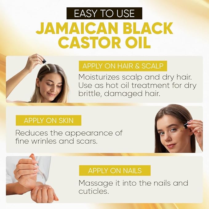Jamaican Black Castor Oil – 100% Pure Castor Oil for Hair Growth, Scalp Care, Glowing Skin and Nails. Made in Jamaica - 4 oz Glass Bottle
