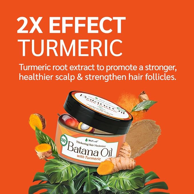 Well's Oil Pure Batana Oil with Turmeric Extract | 100% Natural & Unrefined | Cold-Pressed in Honduras | Nourishes & Conditions Hair | Suitable for All Hair Types (4.23 oz / 119 g)