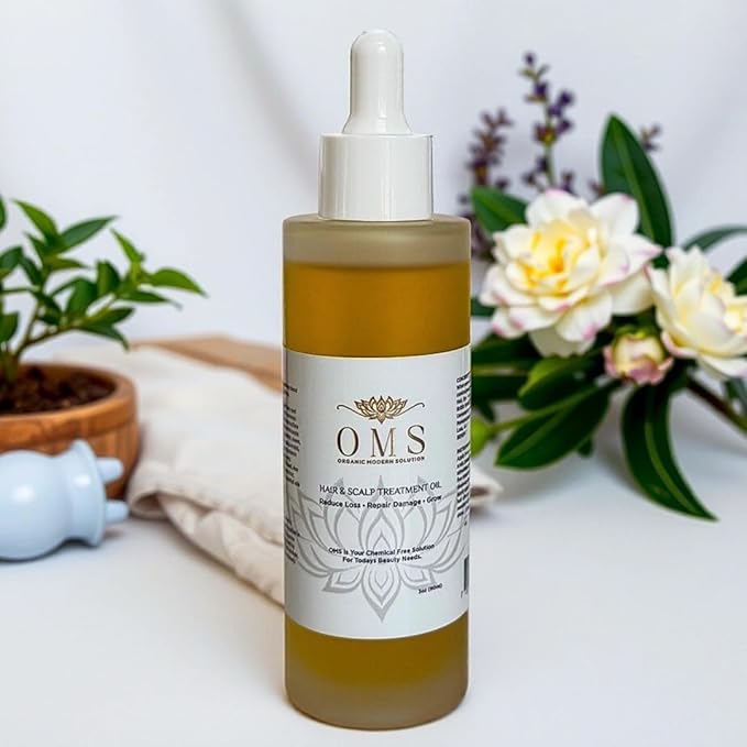 OMS Pre-Shampoo Hair Treatment Oil for Growth & Loss Prevention, Scalp Nourishing, Heat Protection, Anti-Frizz 3oz