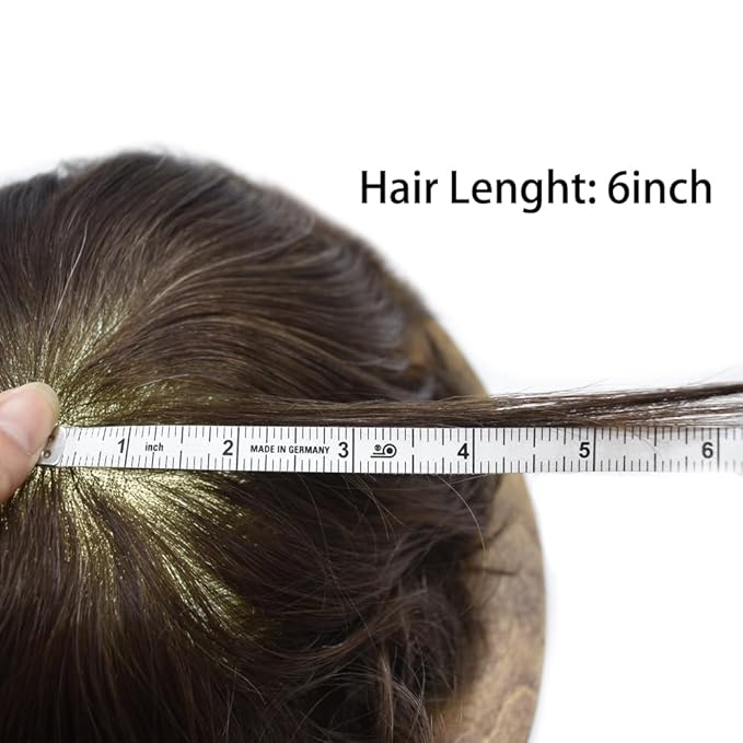 FACE MIRACLE Mens Toupee Lace Front Hairpieces Soft Human Hair Replacement System Toupee for Men French Lace Poly V-Looped Mens hair Units 6"X9" #330 3# DARK BROWN WITH 30% SYNTHETIC GREY