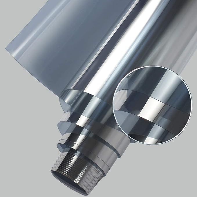 HIDBEA One Way Privacy Window Film, Daytime Privacy Sun Blocking Anti UV Reflective Window Film Heat Control Static Cling Window Tint Film for Home and Office, Silver, 17.5 x 78.7 Inch