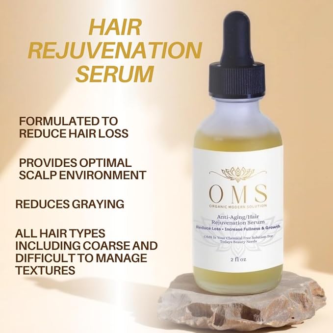 ORGANIC MODERN SOLUTIONS Hair Growth Serum – Ayurvedic Leave-In Scalp Treatment for Hair Loss, Graying & Thinning | Daily Herbal Thickening Oil with Amalaki, Peppermint & Rosemary – 2oz