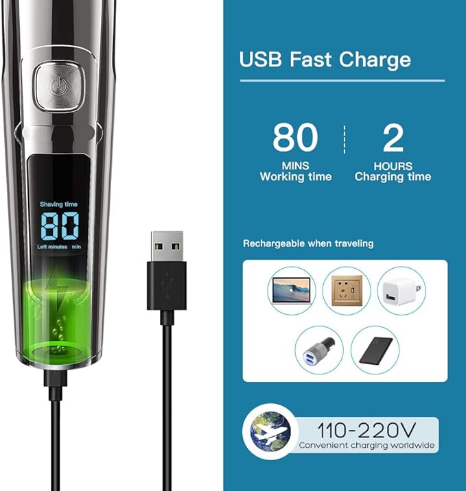 DSP® Facial Hair Trimmer for Men Electric Clippers and Grooming Sets for Pubic Hair Beard Nose Trimmer Kits USB Rechargeable IPX7 Waterproof