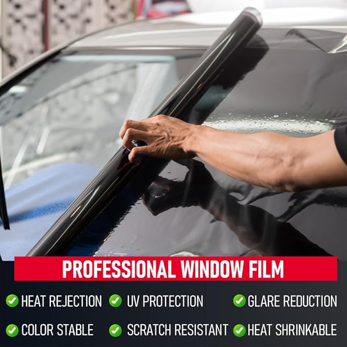 United Window Tint 40" in 100'Ft Nano Carbon Film 2Ply Charcoal 42% VLT - Clear PET Privacy Window Tint for Car, Home, Blocks UV/IR Rays, Reduce Heat & Glare- Adhesive Film - Lifetime Color Stability
