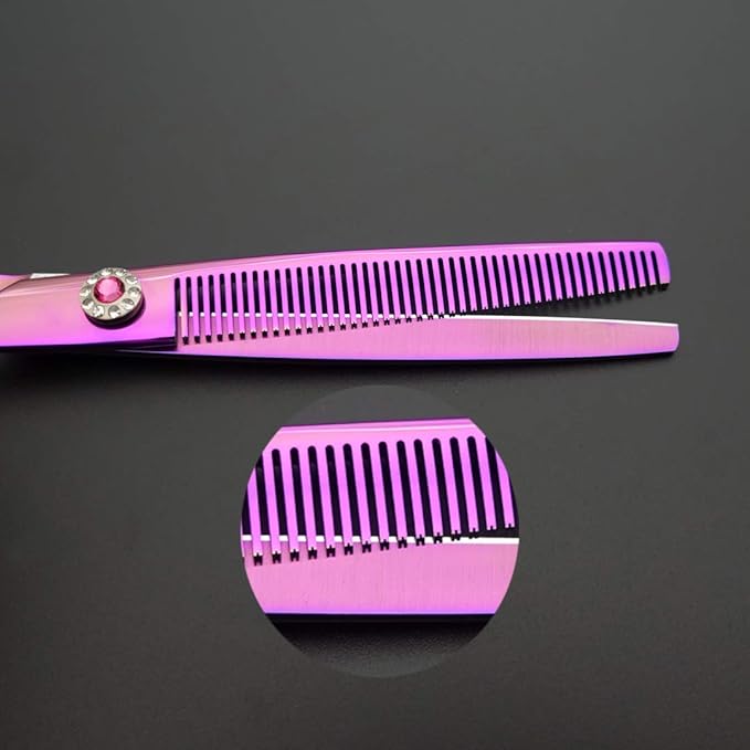 Professional Hair Cutting Scissors Set with Razor Comb Case,Hair cutting shears Hair Thinning shears with rose handle (7.0 inches)