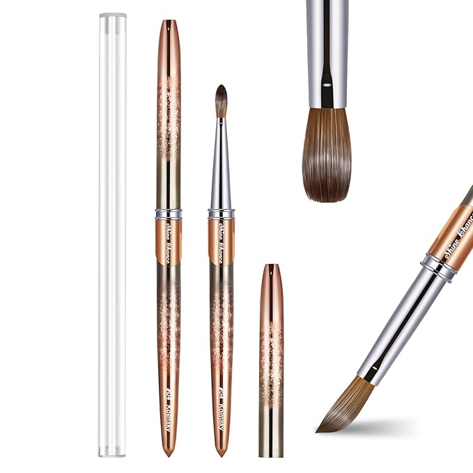 Acrylic Nail Brush Size 4, 100% Real Kolinsky Art Nail Brush for Acrylic Powder Application, Handmade Women Manicure Nail Extension Tool for Professional DIY Home Salon and Beginners