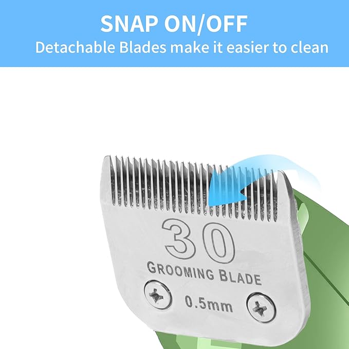 3 Pcs Size 30# Detachable Dog Grooming Blades, Compatible with Andis, Oster A5, Wahl KM10 Series Clippers, Cut Length 0.5mm, Silver (30# 0.5mm, 3 Packs)