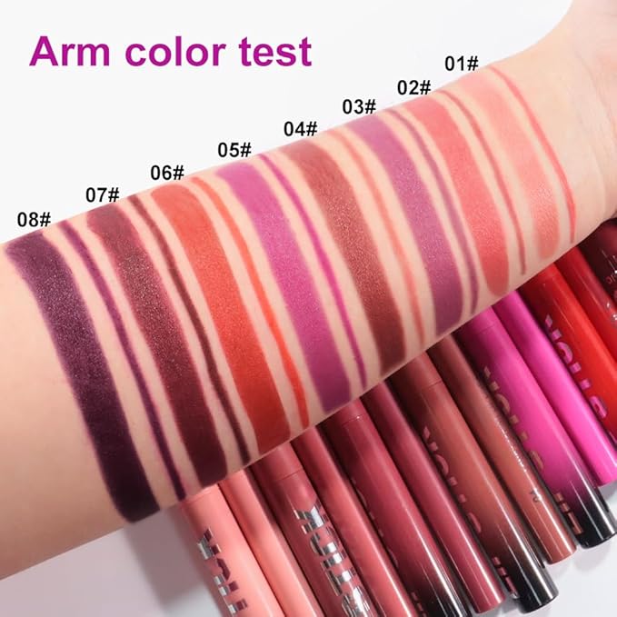 AMY'S DIARY 2Pcs Deep Red Lipstick and Lip Liner Combo, Lip Liner and Lip Stick Kit for Women, Matte Lip Pencil and Smooth Hydrating Lipstick, Non-Stick Lip Makeup Set (07#Wine Red)