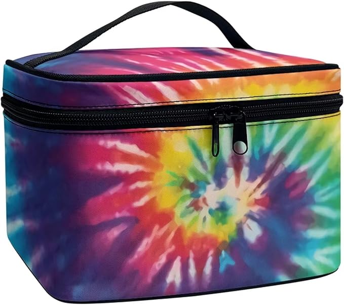 JoyLamoria Tie Dye Print Toiletry Bag Lightweight Cosmetic Bag Women Girls Makeup Case Pouch