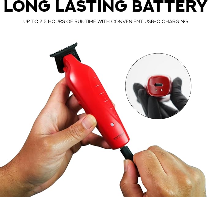 Supreme Trimmer Vader ST3778 – Professional Cordless Barber Liner | 210 Min Runtime, 7000 RPM Motor, Zero Gap DLC T-Blade, USB-C Fast Charging | Beard, Hair & Body