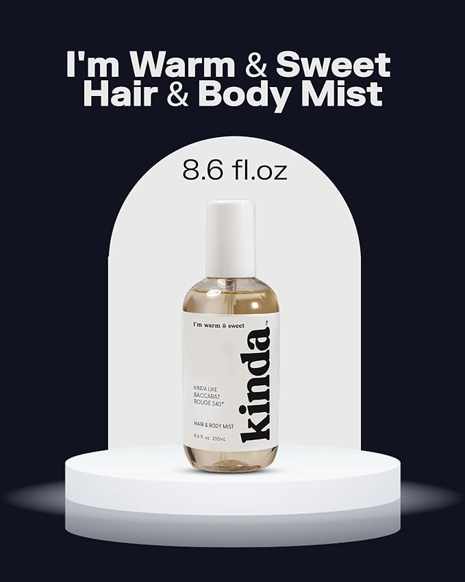 PB ParfumsBelcam KINDA I’m Warm & Sweet Hair & Body Mist – Our Version of Baccarat Rouge 540 – Woody Gourmand Floral Scent with Jasmine, Saffron, Cedarwood & Amber, Long-Lasting Mist, 8.6 fl.oz