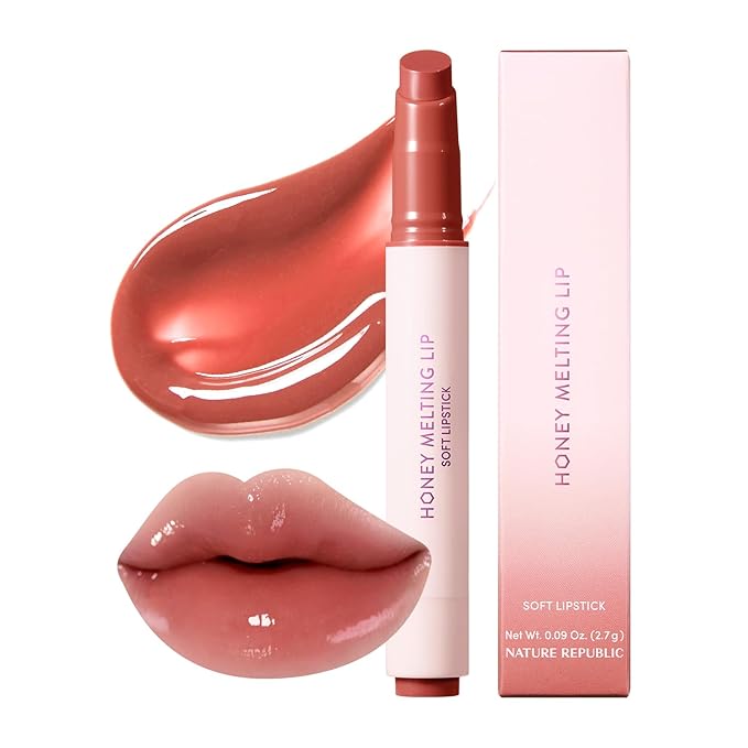 Nature Republic HONEY MELTING LIP (19 ROSE CORAL) SOFT LIP STICK, Hydrating Gloss, Moisturizing balms, Sheer tint, Shine & Nude, Glowy Finish, korean make up, Stocking Stuffers