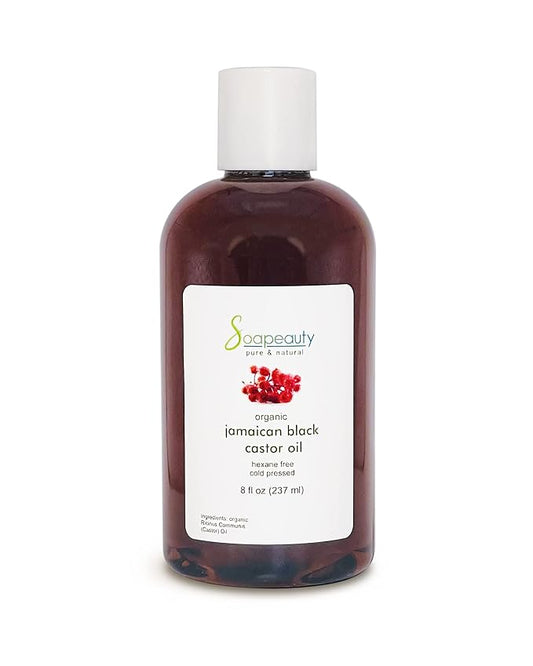 Soapeauty JAMAICAN BLACK CASTOR OIL Cold Pressed Unrefined | 100% Pure Natural Black Castor Oil Promotes Healthy Skin & Hair | Carrier Oil & Strengthens Nails | 8 fl oz