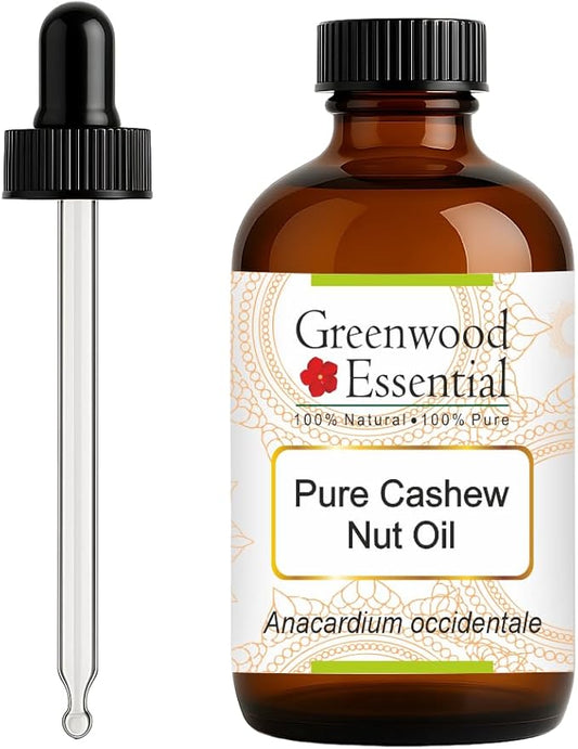 Greenwood Essential Pure Cashew Nut Oil (Anacardium occidentale) with Glass Dropper 120ml (4 oz)