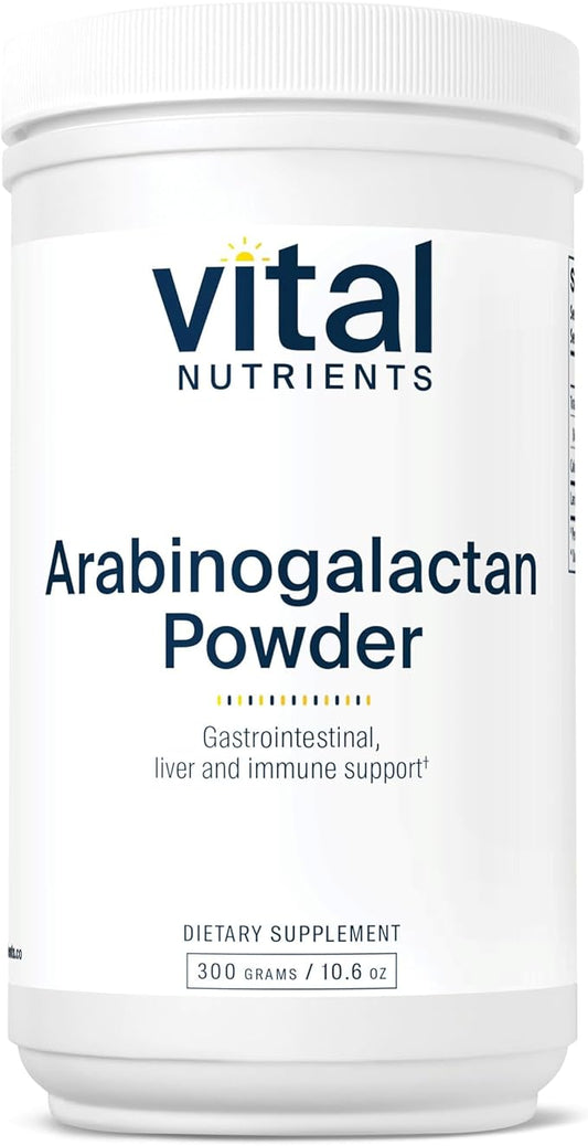 Vital Nutrients Arabinogalactan Powder | Vegan Prebiotic Fiber Supplement for GI Health, Liver, and Immune Support* | Gluten, Dairy, Soy Free | Non-GMO | 300g