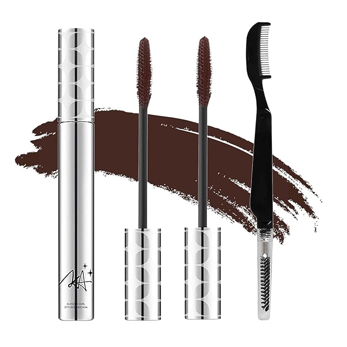 2Pack Brown Mascara for Women, Prime Waterproof Volume and Length for Hypoallergenic Máscara with Long Lasting, Hypoallergenic, Lightweight for Sensitive Eyes-02
