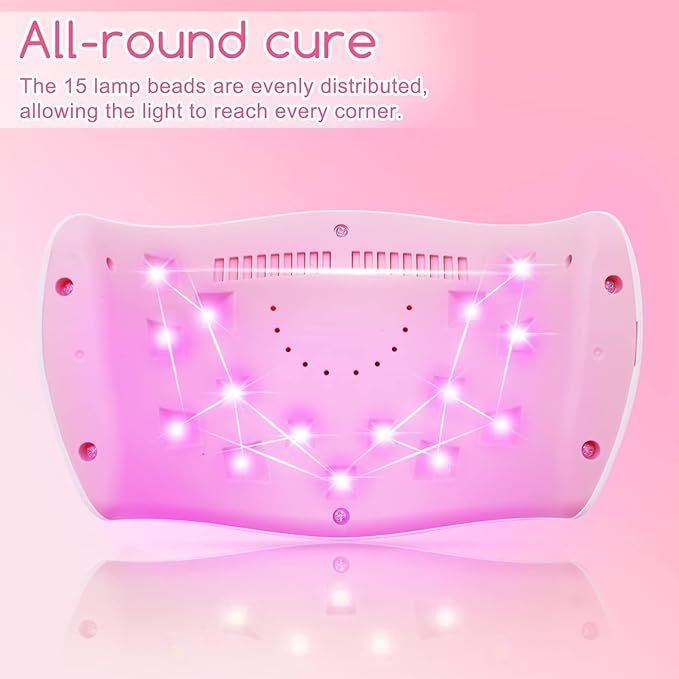 Wisdompark 72W UV LED Nail Lamp Dryer for Gel Polish with 15 Beads Curing lamp 3 Timer Settings & Auto Sensor, Professional Nail Light with LCD Touch Display