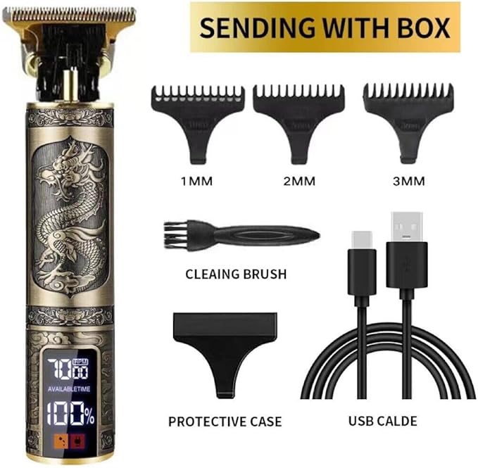 Professional Hair Clippers for Men Cordless, T-Blade & Copper Motor, Rechargeable Beard Trimmer with 3 Guards for Barber-Level Haircut & Trimming