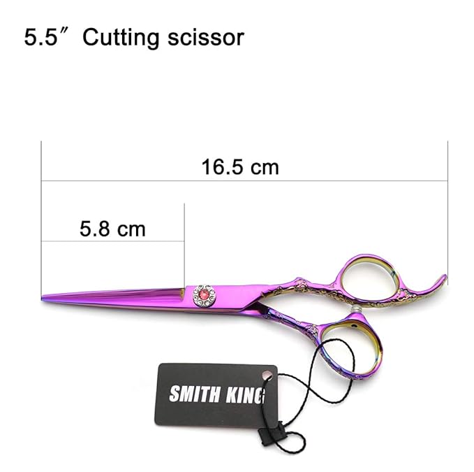 Professional Hair Cutting Scissors Set with Razor Comb Case,Hair cutting shears Hair Thinning shears with rose handle (5.5 inches)