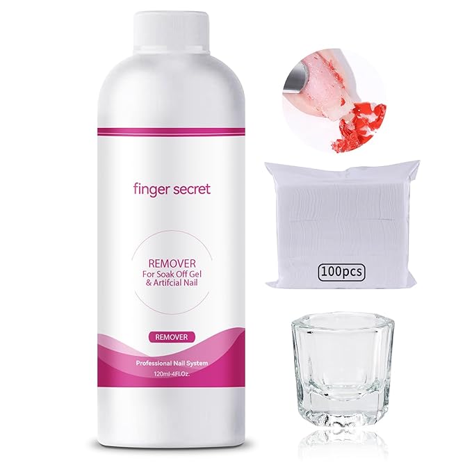 Nail Polish Remover 4Fl.Oz Nail Polish Remover Kit Professional Nail Glue Remover Quickly & Easily Remove Dip Powder Artificial Nails,Glitter Polish,Builder gel,poly gel acrylic powder.