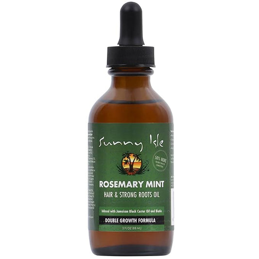 Sunny Isle Rosemary Mint Hair and Strong Roots Oil 3oz | Infused with Biotin & Jamaican Black Castor Oil | Strengthen and Nourish Hair Follicles | Dry Scalp, Split Ends