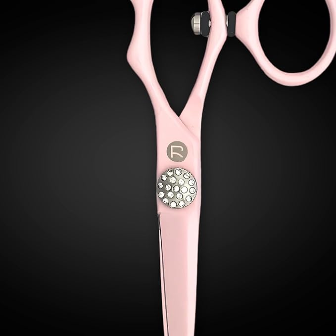 Pink Hair Scissors for Professional Use - 440C Stainless Steel w/Pink Titanium Finish - Sharp, Durable (5.5" Swivel Scissors)