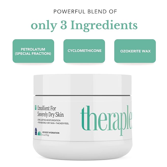 THERAPLEX Emollient Cream for Dry Skin - No Parabens or Preservatives, Noncomedogenic, Fragrance-free, Dermatologist Recommended - Long-lasting Moisturizing Cream and Heaviest Hydration (6 Oz)