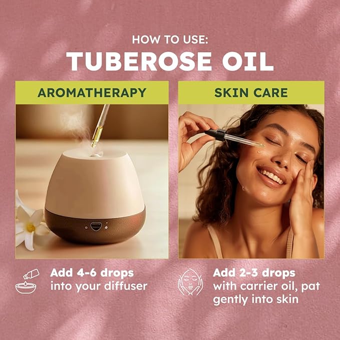 KUKKA Tuberose Essential Oils - 1 Fl Oz - for Hair, Skin, Diffuser, Aromatherapy & DIY Soap Making Scent