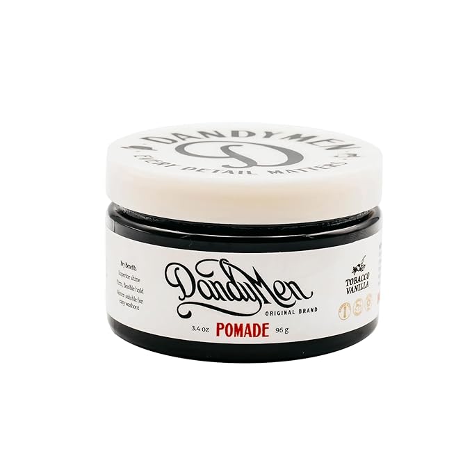 Pomade – Strong Hold, High Shine, and Hydrating Formula with Pro-Vitamin B5 – Tobacco Vanilla Scent – 4 oz