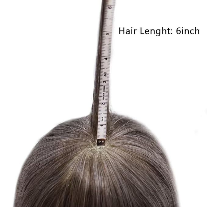 FACE MIRACLE Hair System for Men French Lace Mens Toupee Human Hair Replacement System Lace with PU Toupee for Men Male Hair Piece Wigs 6"X9" #365 Dark Brown with 65% Gray