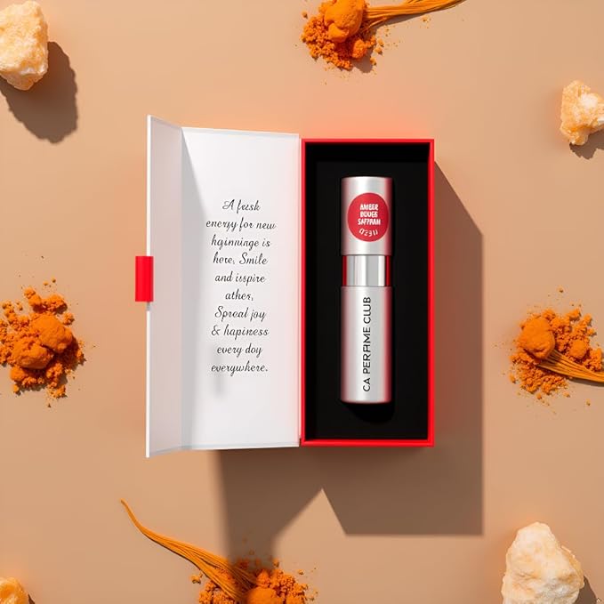 CA Perfume Impression of Amber Rouge Saffron For Women And Men Fragrance Eau de Parfum Spray 0.27 Fl Oz/8ml-X1