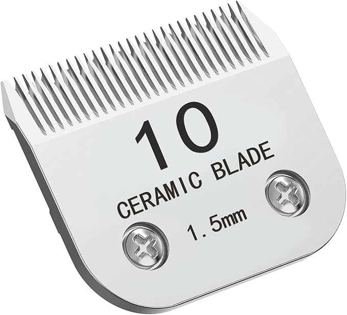 Docal 10# Silver Detachable Clipper Ceramic Blades, Dog Grooming Clipper Replacement Blades Compatible with Dog Clippers, KM Series Clippers, A5, Size 10, Cut Length 1/16"(1.5mm)