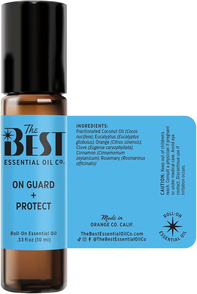 The Best On-Guard + Protect Essential Oil Roll-On Blend- Premium Grade- Pre-Diluted in Coconut Oil- Ready to Use- 10 ml (.33 fl oz)