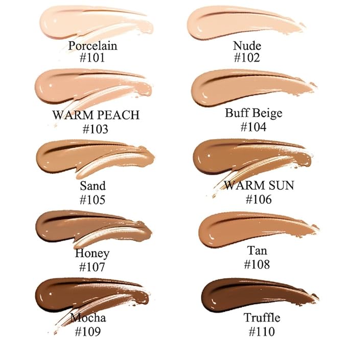 2 Pack PHOERA Foundation 108# Tan and 109# Mocha,Full Coverage Flawless Soft Matte 24 HR Oil Control Waterproof Concealer Makeup.
