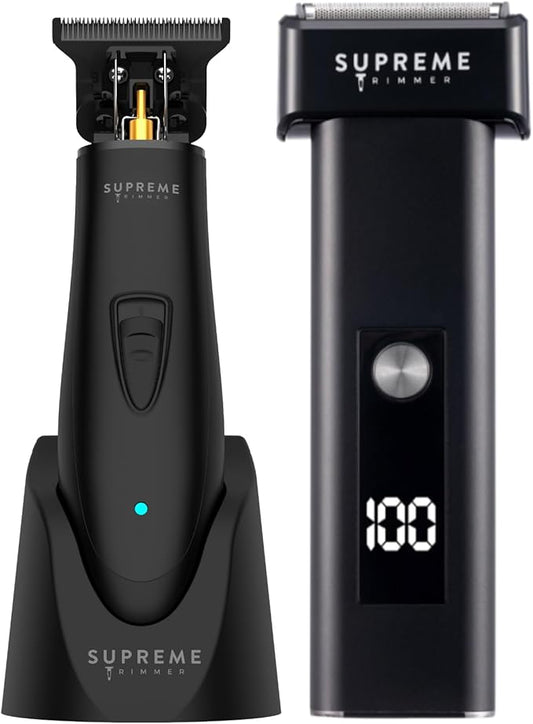 Supreme Trimmer 2-in-1 T-Fader Foil Shaver & DLC T-Shaper Trimmer Set | ST5206 Beard Trimmer STF501 Electric Razor | Travel Hair Trimmer | Black