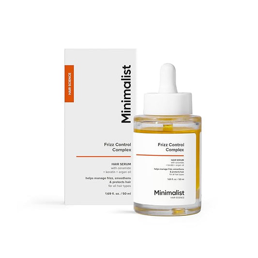 Minimalist Frizz Control Complex with Keratin, Argan Oil & Ceramide | Helps Manage Frizz, Smoothens & Protects Hair | Suitable for All Hair Types | 1.69 Fl Oz / 50 ml