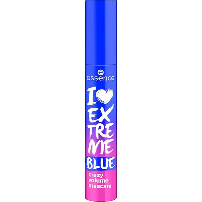 essence | I Love Extreme Blue Crazy Volume Mascara | Vibrant & Colorful, Volumizing & Long-Lasting for Dramatic Lashes | Vegan & Cruelty Free