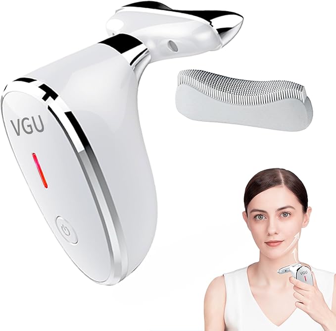 Face Massager, Facial Neck Care Tool with Vibrating Heating Mode, Portable Handheld Gift White