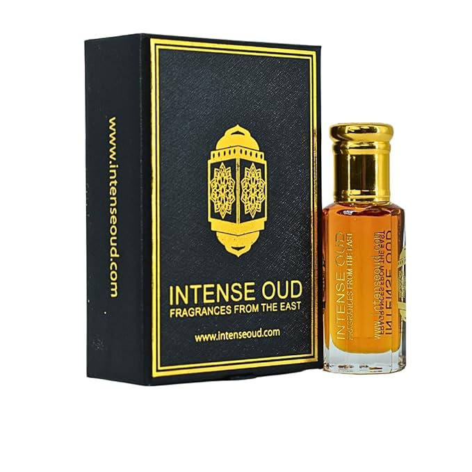 INTENSE OUD Mukhalat Malaki Arabian Perfume Oil for Men & Women, Long Lasting Alcohol-Free Concentrated Fragrance, 12ml (0.40 oz) in Black Gift Box, Rose & Vanilla Notes