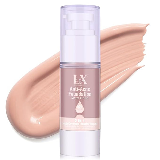 Acne-serum Foundation with Salicylic Acid & Vitamin E, Sensitive Skin Foundation Vegan & Non-Comedogenic for Acne Prone Skin Care, 108 Light