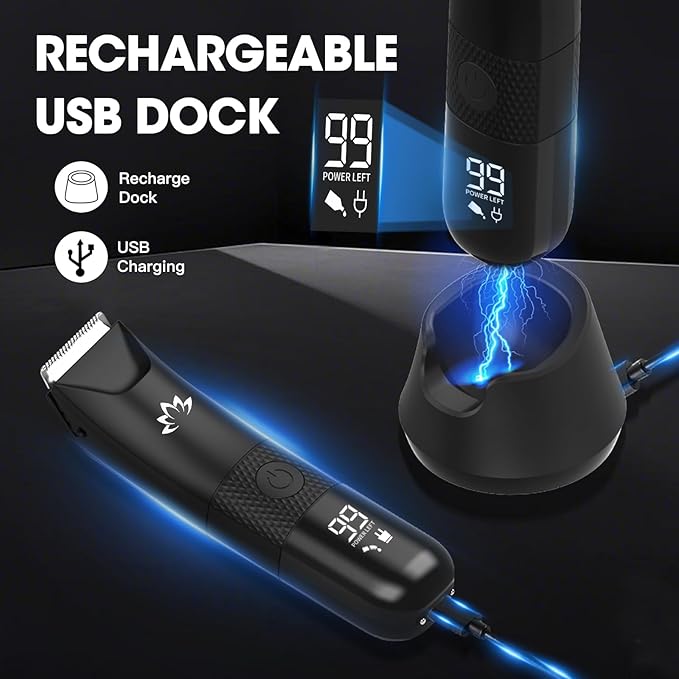 RESUXI Manscape Ball Trimmer for Men,Body& Pubic Hair Trimmer and Groin Hair Shaver, Bikini Trimmer Women,Smooth Shaving, Lightweight with Travel Lock, IPX7 Waterproof Wet/Dry Shaving, LED Display