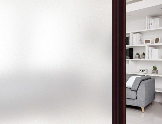 HIDBEA Frosted Window Privacy Film - Non Adhesive Static Cling Glass Stickers Sun UV Blocking Heat Control Door Covering Decals for Home Office, 35.4 x 98.4 Inch