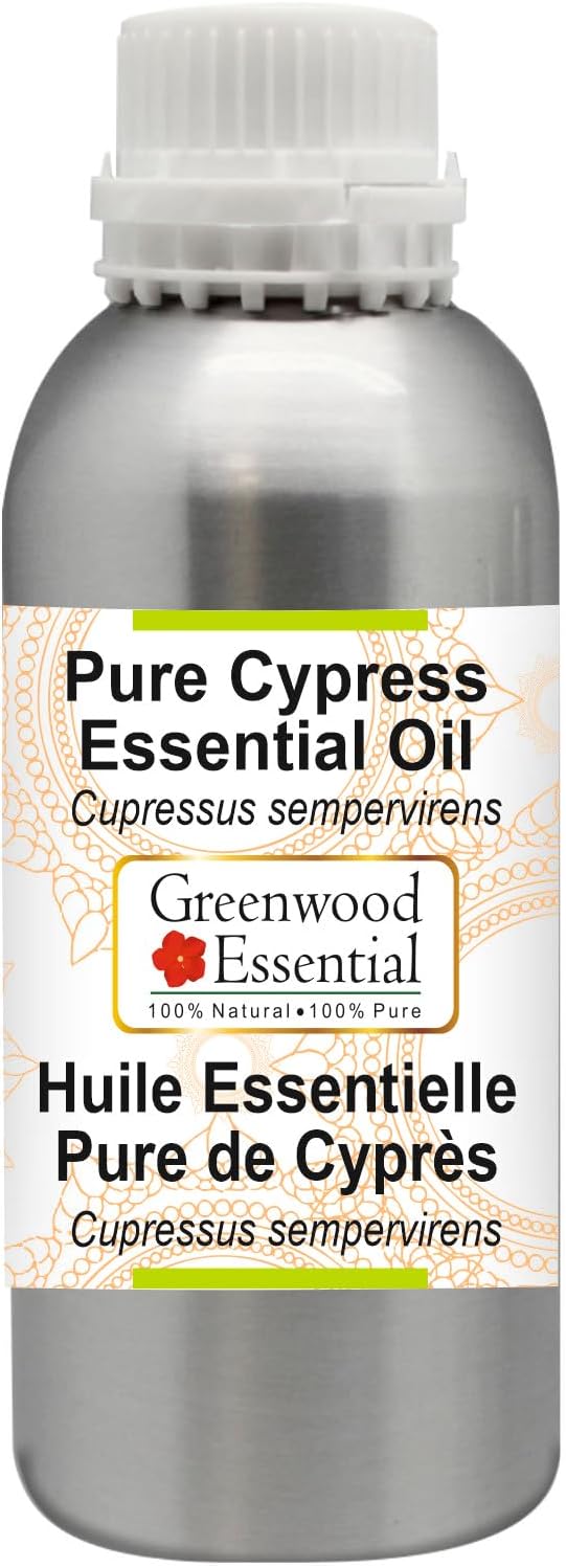 Greenwood Essential Pure Cypress Essential Oil (Cupressus sempervirens) Steam Distilled 630ml (21 oz)