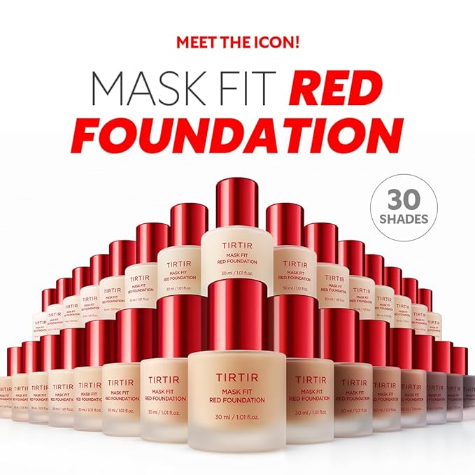 TIRTIR Mask Fit Red FoundationㅣLong Lasting Flawless Coverage, Energy Essence, Lightweight, Hydrating, Pore-Blurring, Breathable Satin Finish, Makeup, Radiant Skin, #39W Caramel, 1.01 Fl Oz