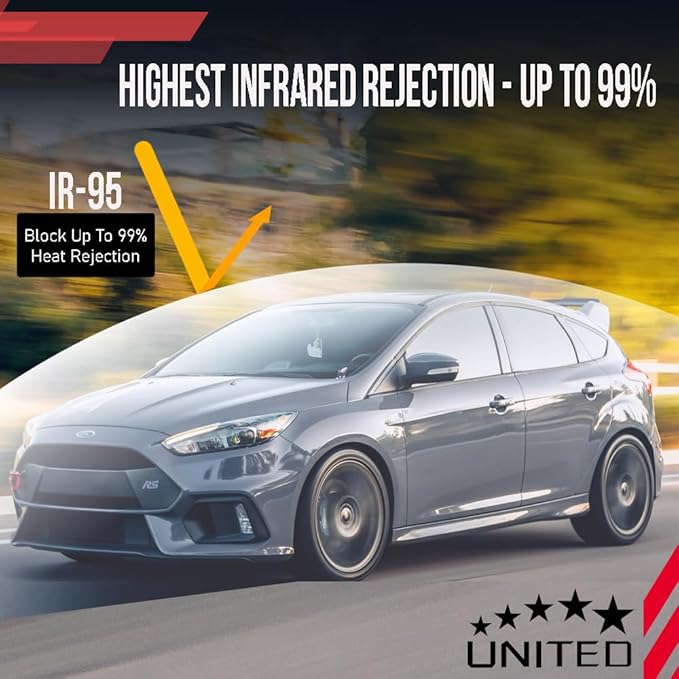 United Ceramic Pro Window Tint Car 60In x100Ft 2Ply Nano Ceramic IR-95 with 35% VLT - Outstanding Clarity & Views Window Tint for Car Home Blocks UV/IR Rays, Adhesive Film W/Lifetime Color Stability