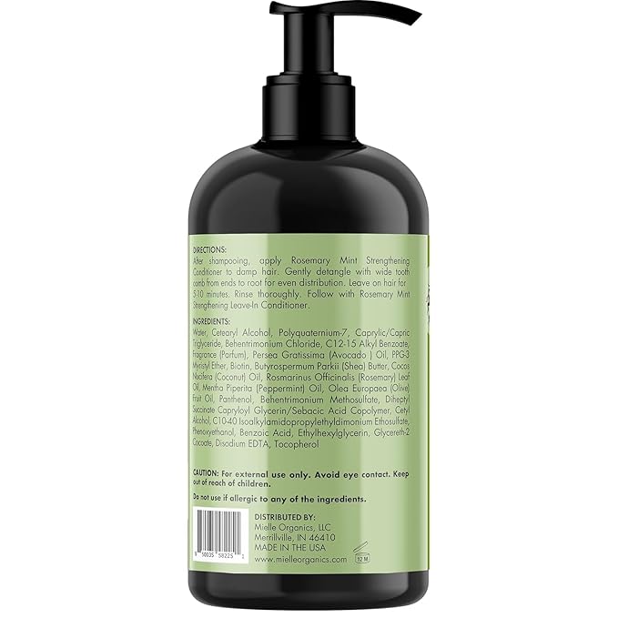 Mielle Organics Rosemary Mint Strengthening Hair Conditioner - Detangling & Hydrating Conditioner to Help Increase Manageability - Infused with Biotin to Support Longer, Healthier Strands (12 oz)