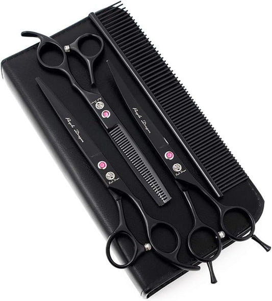 Purple Dragon 7.0 inch Rhinestone Decoration 3PCS Pet Grooming Scissors Dog Hair Cutting & Thinning Shears Set