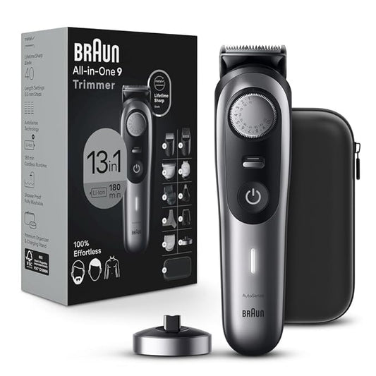 Braun All-in-One Men's Shaving Kit Series 9 9440, 13-in-1 Beard, Face, Nose, Ear Trimmer, Hair Clippers, Body Groomer and Manscaping, Holiday Gifts for Men