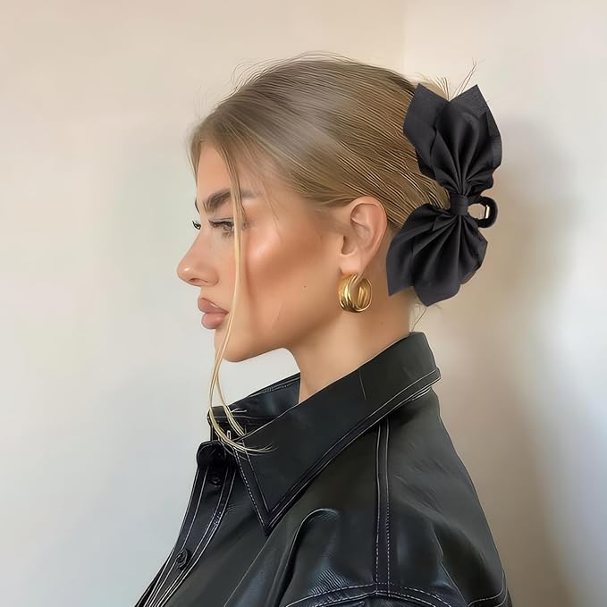 Bow Claw Clips Bow Hair Clips Black White 2PCS Big Hair Bows for Women Butterfly Styling Large Hair Clips for Thick Hair for Girls Hair Accessories for Teen